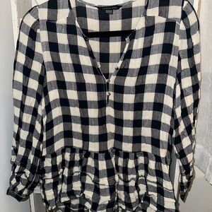 Checkered Black and White Women's Top